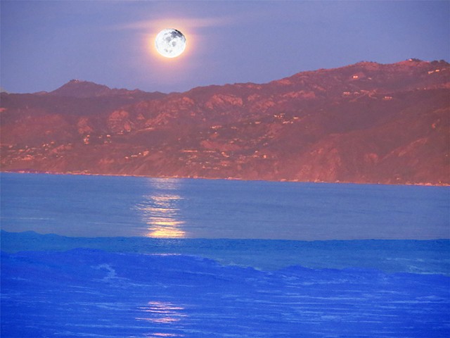 Moonset over the Malibu California Mountains