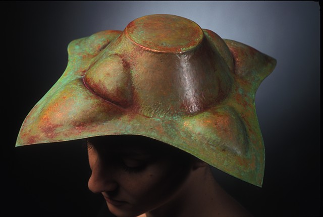 copper, hollow formed hat, metal hat