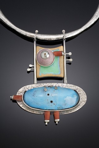 silver and enameled necklace