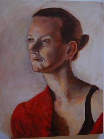 Portrait in a red shawl, 2012; Oil on canvas (unframed)