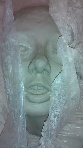 Ceramic sculpture, stoneware; head and face