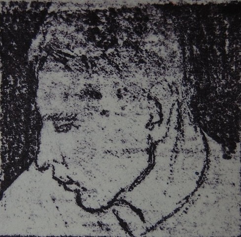 Matthew turns away, 2014; Gum Arabic Print from graphite drawing