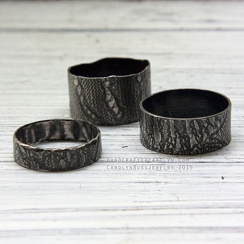 Lace Print Rings, Sterling Silver, 2015, $48 each