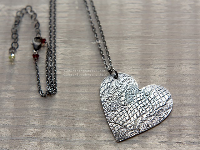 lace print heart necklace valentine's day present women's jewelry 18 inch necklace sterling silver 