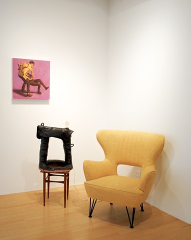 installation image, "rather" with a painting by Jared Weiss