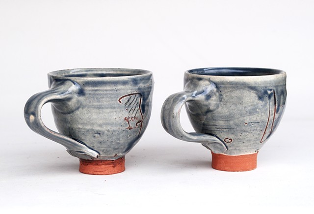 espresso cups, slip, glazed earthenware, 2020