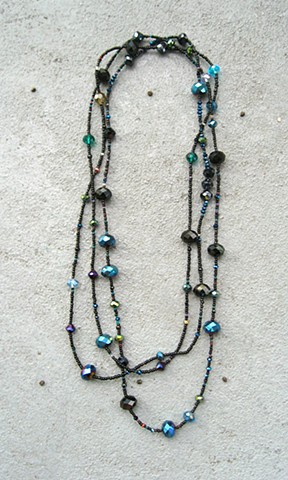 Black iridescent wrap necklace