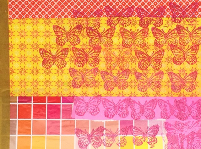 Butterflies, yellow and pink