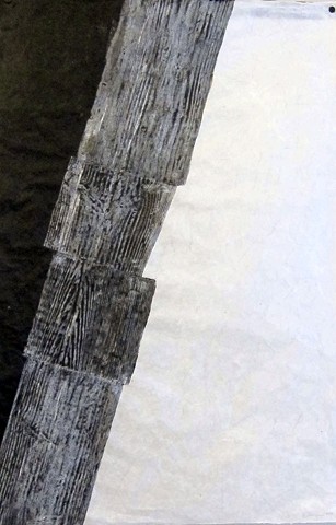 Graphite and crayon rubbing with Sumi ink on handmade paper by Carmi Weingrod