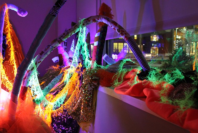 Garden, surreal, Tim Burton meets Liberaci, saccarine, candy coated