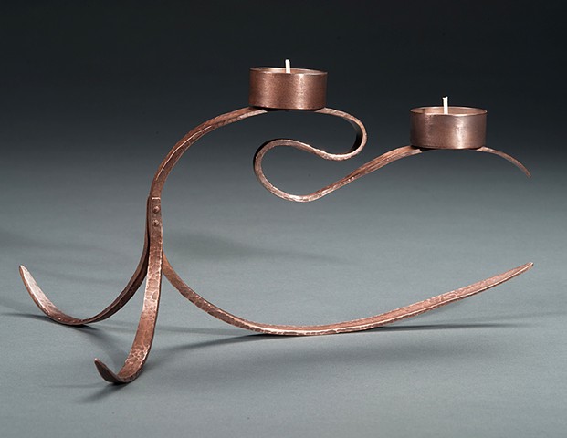 forged copper candlestick