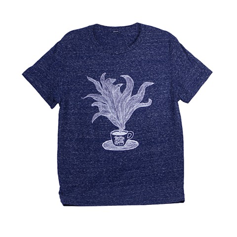 Blue T-shirt with Coffee Illustration - Java House
