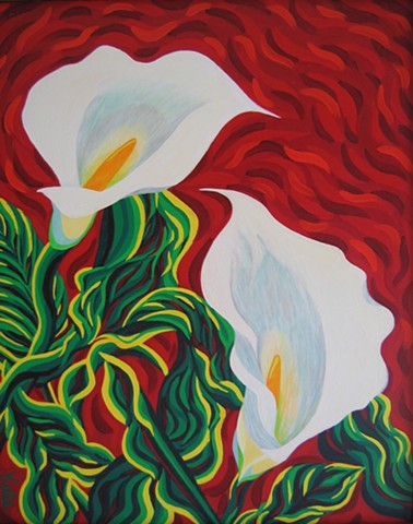 Lillies On Red