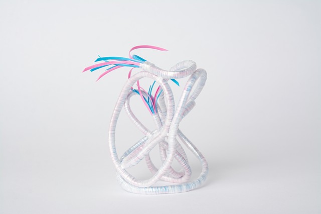 abstract plastic basket in pink and baby blue by Jose Santiago Perez