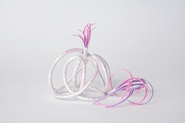 abstract  plastic basket in pink and lavender by Jose Santiago Perez