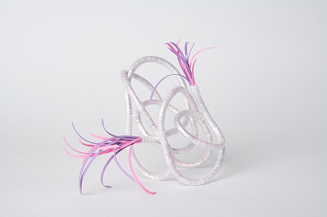 abstract plastic basket in pink and lavender by Jose Santiago Perez