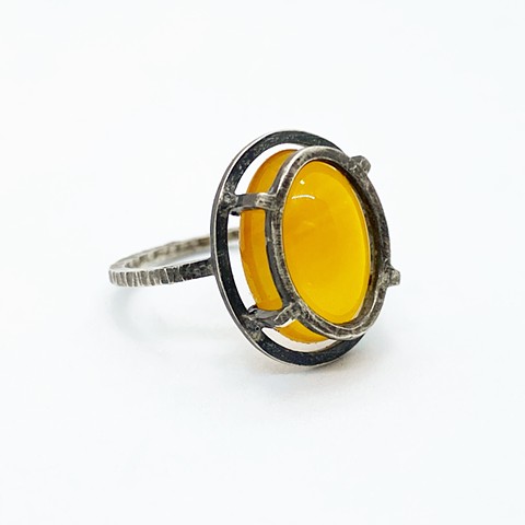 Yellow Chalcedony and Sterling Silver Ring