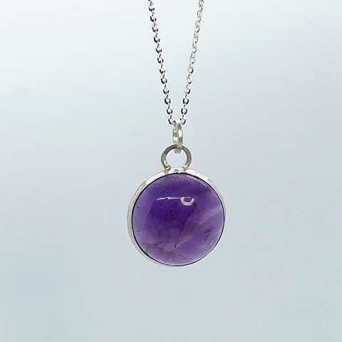 20mm Round Amethyst on Sterling Silver Chain