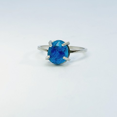 Rose Cut Neon Blue Apatite Ring