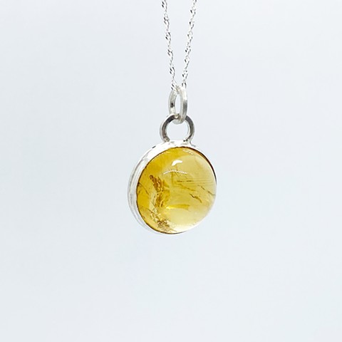 16mm Round Citrine on Sterling Silver Chain