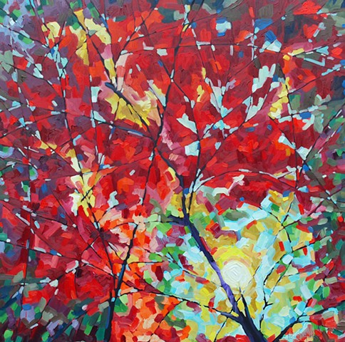 SOLD - Autumn Rainbow, 36x36, oil on Canvas