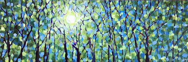 SOLD - July Blues, 30x10, acrylic on canvas