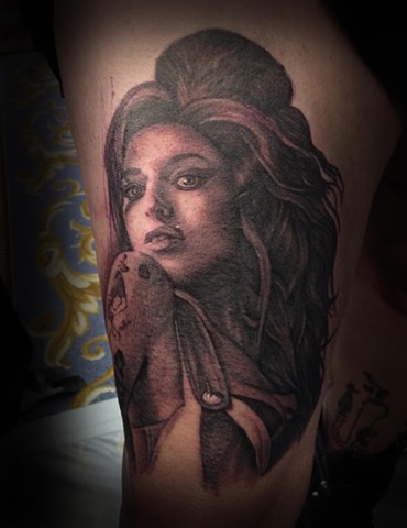 Ron Meyers Amy Winehouse Portrait Tattoo
