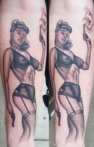 Ron Meyers - Bettie Page on Forearm