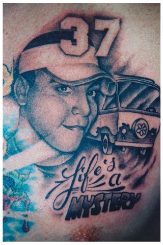 Ron Meyers - Memorial tattoo for Steve Buress on Chris Czarnecki