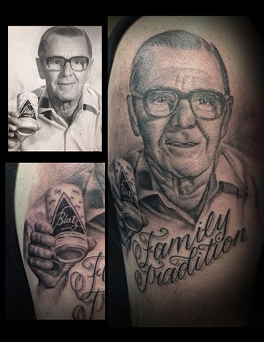 Ron Meyers Grampa Portrait Tattoo