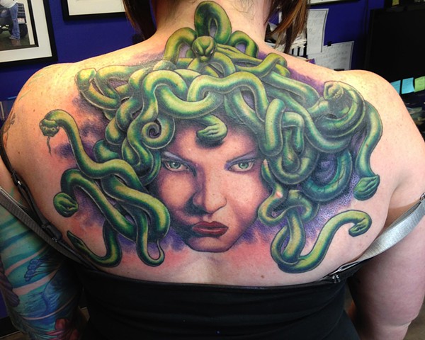 Ron Meyers - Medusa Back Piece Tattoo