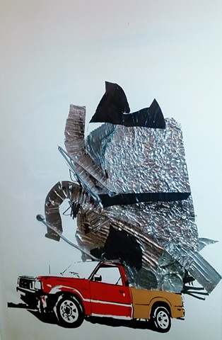 artwork of car and debris by Omar Velazquez 