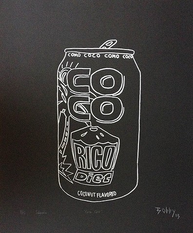 artwork of coco rico beverage by Bobby Cruz