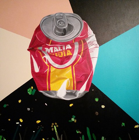 Artwork of malta India. Crushed can.