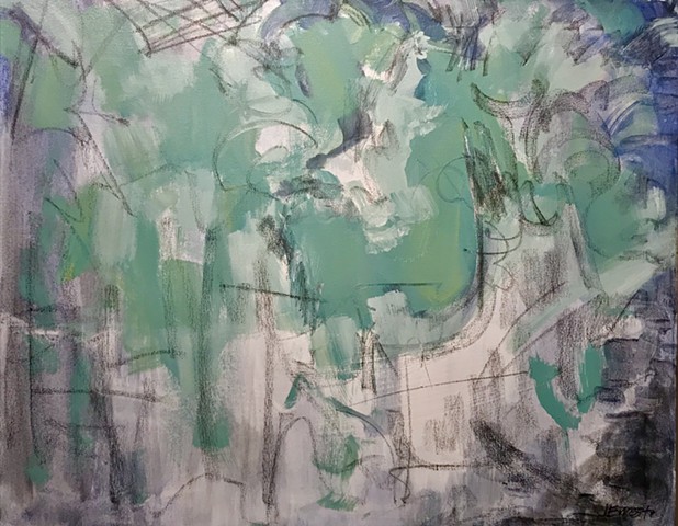 Abstract, abstract expressionism, organic, green, blue, modern art, painting
