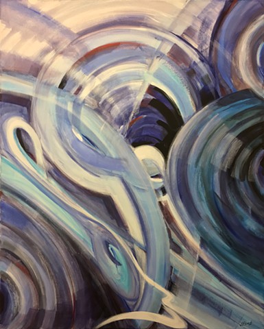 Abstract art, Abstract Painting, Abstract Expressionism, Modern Art, Blues, Teals, Purples, Circles, Dimension, Depth, Perspective, Time, Space, Movement