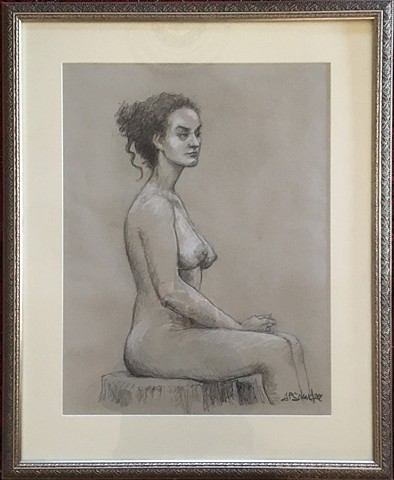 Life Drawing, seated nude