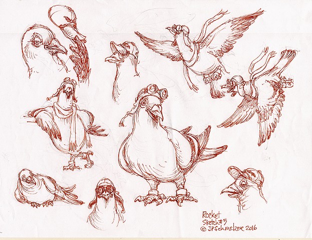 Rocket Pigeon preliminary drawing #5