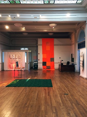 Installation view with HH: Trophy Quilt