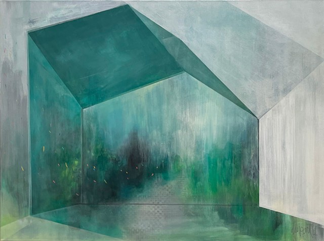 Maison, house, foret, nature, peinture, art contemporain, painting