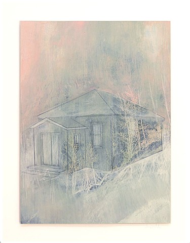 Maison, house, foret, nature, peinture, art contemporain, painting