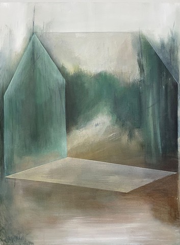 Maison, house, foret, nature, peinture, art contemporain, painting