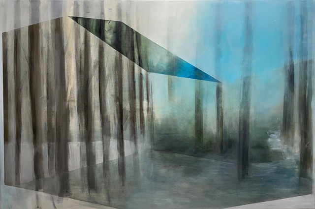 Maison, house, foret, nature, peinture, art contemporain, painting