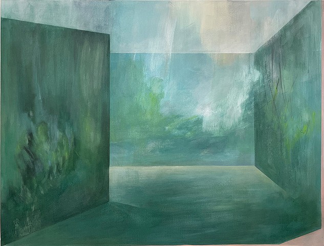 Maison, house, foret, nature, peinture, art contemporain, painting