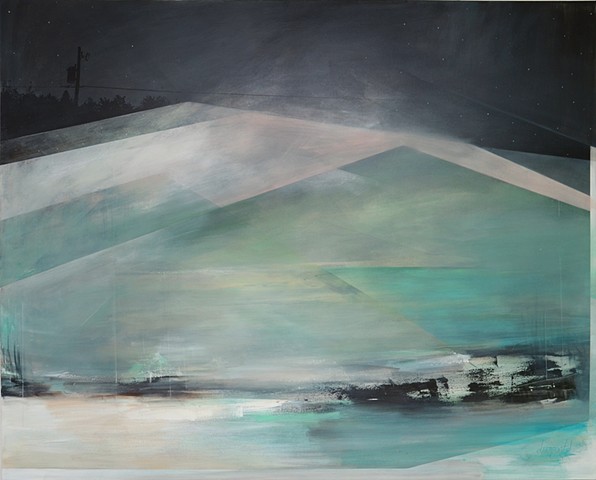 Ville, city, montain, montagne, peinture, art contemporain, painting