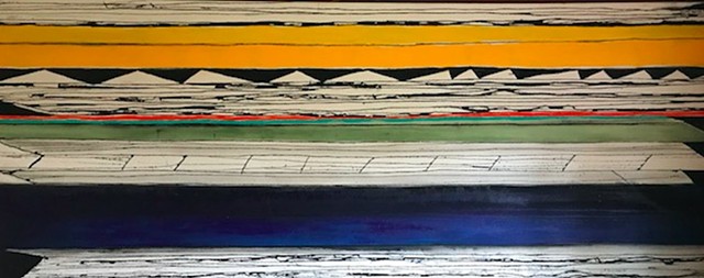 SOLD "YOU GOTTA LOVE THE SOUTHWEST" (30" X 74") Acrylic, Oil, India Ink on Raw Canvas