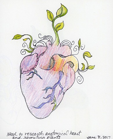 human heart with greenery