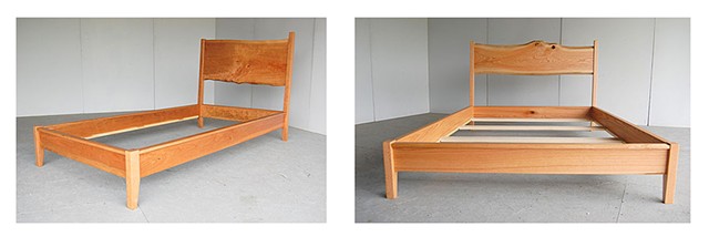 Organic slab beds

Left:  Twin size in cherry - one of a book-matched pair

Right:  Queen size in red oak
