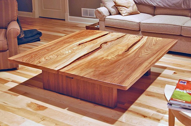 Book-matched coffee table - installed