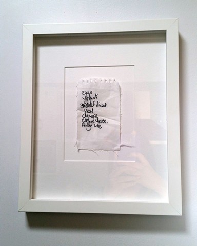 Hand Embroidery of Found Shopping List